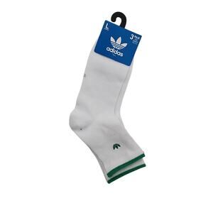New NWT Adidas 3-Pack High Quarter Socks White Pink /‎ Green Trim Socks Large